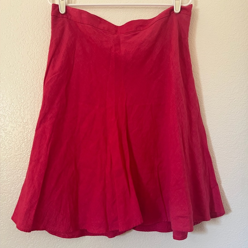 VTG Banana‎ Republic Y2K Size 14 Linen Skirt w/Cotton Lining Scarlet A-Line